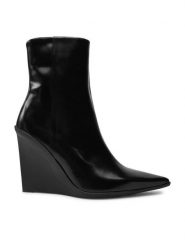 Calvin Klein Botki Wedge Ankle Boot 90 HW0HW02256 Czarny. Czarne botki damskie CALVIN KLEIN, ze skóry, bez obcasa, na koturnie, bez zapięcia. Za 1,079.00 zł.