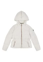 Kurtka puchowa Emporio Armani 6DFB02 FNDMZ white. Białe kurtki damskie Emporio Armani, l, bez wzorów, z materiału, bez kaptura. Za 938.00 zł.