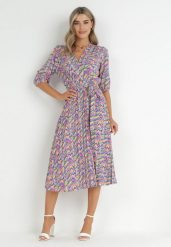 Niebiesko-Różowa Sukienka Maxi z Gumką w Pasie z Plisowanym Dołem Angelita. Niebieskie sukienki damskie Born2be, l, bez wzorów, eleganckie, bez kołnierzyka, bez ramiączek, maxi, plisowane. W wyprzedaży za 161.49 zł.