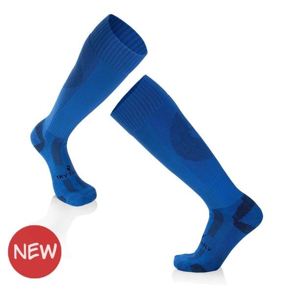Skarpety piłkarskie 3/4 długości - niebieskie. Niebieskie skarpetki męskie TRY TO FLY, bez wzorów. W wyprzedaży za 67.01 zł.