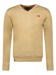 Geographical Norway Sweter w kolorze beżowym rozmiar: L. Brązowe swetry męskie Geographical Norway, l, bez wzorów, bez kołnierzyka. Za 96.60 zł.