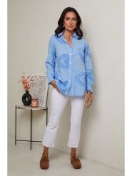 Le Monde du Lin Lniana bluzka w kolorze błękitnym rozmiar: 34/36. Niebieskie bluzki damskie Le Monde du Lin, bez wzorów, ze lnu, bez kołnierzyka, bez ramiączek. Za 121.99 zł.