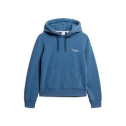 Bluza z logo dla kobiet Superdry Essential. Niebieskie bluzy z kapturem damskie Superdry. Za 349.55 zł.