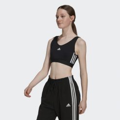Essentials 3-Stripes Crop Top With Removable Pads. Białe topy sportowe damskie Adidas, l, bez wzorów, bez ramiączek. Za 112.99 zł.
