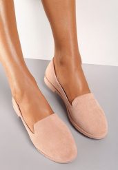 Różowe Balerinki Typu Loafersy Daphikaia. Czerwone baleriny damskie Renee, bez wzorów, bez obcasa, na płaskiej podeszwie. Za 44.99 zł.