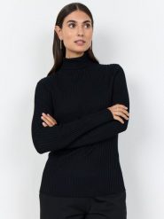 Soyaconcept® Damski sweter z dzianiny - Dollie Kobiety wiskoza czarny jednolity, L. Czarne swetry klasyczne damskie l, z dzianiny, bez kołnierzyka. Za 249.95 zł.