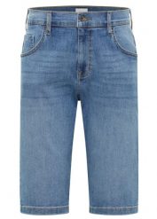 Bermudy ze stretchem. Niebieskie szorty męskie bonprix, bez wzorów, z jeansu, klasyczne. Za 139.99 zł.
