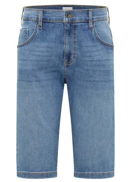 Bermudy ze stretchem. Niebieskie szorty męskie bonprix, bez wzorów, z jeansu, klasyczne. Za 139.99 zł.
