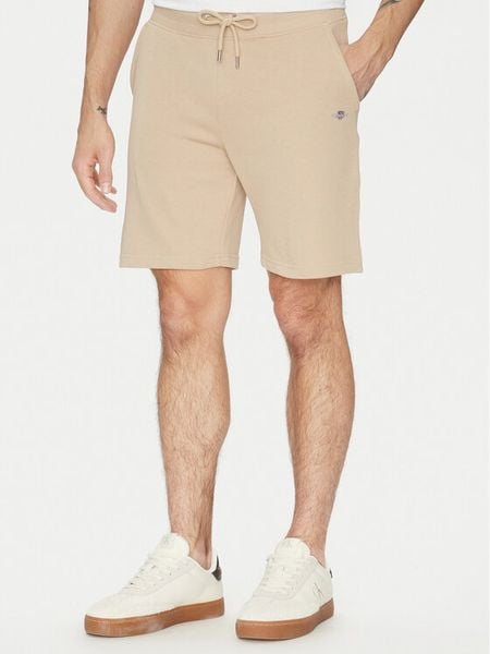 Gant Szorty sportowe Shield 2009027 Beżowy Regular Fit. Brązowe szorty męskie Gant, l, z bawełny. Za 379.99 zł.