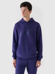 4F Bluza dresowa nierozpinana z kapturem męska - granatowa L. Niebieskie bluzy sportowe męskie 4f, bez wzorów, z bawełny, sportowe, bez kołnierzyka, bez ramiączek. W wyprzedaży za 119.99 zł.