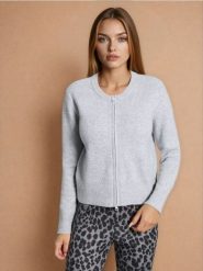 Sweter na zamek - szary. Szare swetry klasyczne damskie Sinsay, l, bez kołnierzyka. Za 49.99 zł.