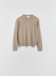Sweter z kaszmiru - beżowy. Brązowe swetry klasyczne damskie Reserved, l, z kaszmiru, bez kołnierzyka. Za 499.99 zł.