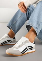 Białe Sneakersy Typu Klasyczne Tenisówki Zdobione Przeszyciami Zardiva. Białe trampki i tenisówki damskie Renee, z aplikacjami, z jeansu. Za 69.99 zł.