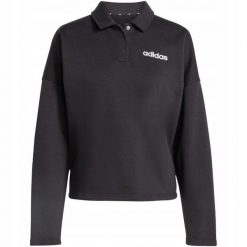Bluza damska adidas Essentials Linear Polo. Czarne bluzy bez kaptura damskie Adidas, z bawełny. Za 186.99 zł.