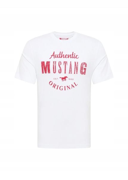 Męski T-Shirt Mustang Style Alex C Print General White 1012988 2045. Białe t-shirty męskie Mustang, l, bez wzorów, bez kołnierzyka. Za 79.99 zł.