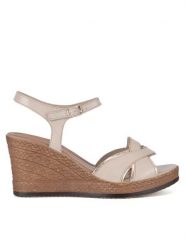 Lasocki Sandały WI23-283-09 Beżowy. Brązowe sandały damskie Lasocki, bez wzorów, ze skóry, bez obcasa, na koturnie. Za 179.99 zł.