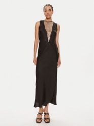 ROTATE Sukienka koktajlowa Arianna 112540100 Czarny Slim Fit. Czarne sukienki damskie ROTATE, bez wzorów, z wiskozy, wizytowe, bez kołnierzyka, bez ramiączek. Za 599.99 zł.