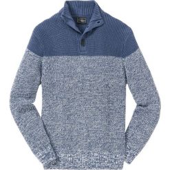 Sweter ze stójką bonprix indygo-biały. Niebieskie swetry męskie bonprix, l, bez wzorów, bez kołnierzyka. Za 99.99 zł.