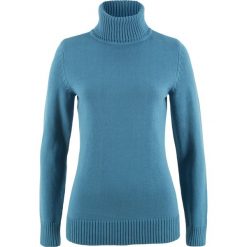 Sweter z golfem. Fioletowe golfy damskie bonprix, bez wzorów, bez ramiączek. Za 64.99 zł.