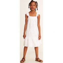 Mango Kids - Sukienka dziecięca Goca 110-152 cm. Białe sukienki dziewczęce Mango Kids, z aplikacjami, z bawełny, casualowe, bez ramiączek, krótkie. W wyprzedaży za 59.90 zł.