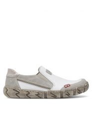 Rieker Półbuty L0359-80 Biały. Białe półbuty damskie Rieker, bez wzorów, z materiału, bez obcasa, na płaskiej podeszwie. Za 319.99 zł.