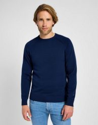MESKI SWETER LEE CLEAN RAGLAN SWEATER TRUE NAVY 112355671. Niebieskie swetry męskie Lee, m, bez wzorów, bez kołnierzyka. W wyprzedaży za 149.99 zł.