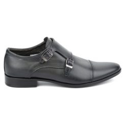 Olivier Skórzane buty wizytowe Monki 306LU szare. Szare buty wizytowe męskie z jeansu, bez zapięcia. Za 367.89 zł.