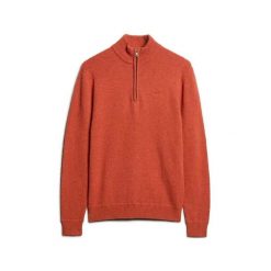 Sweter z dekoldem typu polo z siateczki Superdry Essential. Brązowe swetry męskie Superdry., na jesień, xl, bez wzorów, z dzianiny, bez kołnierzyka. Za 277.70 zł.