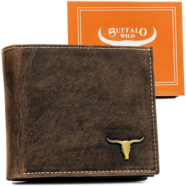 Portfel męski Buffalo Wild RM-01-BAW brązowa. Brązowe portfele męskie bez wzorów, ze skóry. Za 56.99 zł.