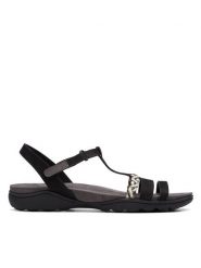 Clarks Sandały Amanda Tealite 26171125 Czarny. Czarne sandały damskie Clarks, bez wzorów, z nubiku, bez obcasa, na płaskiej podeszwie. Za 229.99 zł.