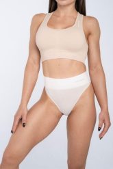 Stringi high waist. Białe stringi damskie GYM GLAMOUR, l, bez wzorów, z koronki. Za 39.99 zł.