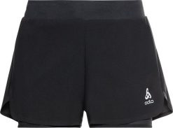 Spodenki do biegania damskie Odlo 2-in-1 ZEROWEIGHT. Czarne szorty damskie Odlo, bez wzorów, z elastanu. Za 269.99 zł.