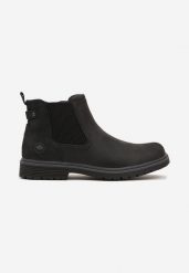 Czarne Botki Typu Sztyblety z Imitacji Nubuku Zeanieska. Czarne buty zimowe męskie Born2be, z jeansu, bez zapięcia. Za 139.99 zł.