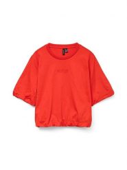 Vero Moda Koszulka w kolorze czerwonym rozmiar: L. Czerwone bluzki damskie Vero Moda, l, bez wzorów, z bawełny, bez kołnierzyka. Za 61.60 zł.