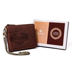 Portfel skórzany z łańcuchem Peterson brązowy [DH] Portfel męski skórzany PTN N992C-03-HWM-. Brązowe portfele męskie Peterson, bez wzorów, ze skóry. Za 94.99 zł.