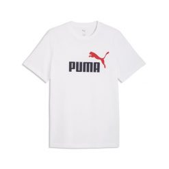 Męska koszulka Essentials z dwukolorowym logo No. 1 PUMA. Białe t-shirty sportowe męskie Puma, m, z gumy, bez ramiączek, do biegania. Za 99.00 zł.