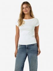 Noisy may Koszulka "Maya" w kolorze białym rozmiar: XL. Białe bluzki damskie Noisy may, xl, bez wzorów, z bawełny, bez kołnierzyka, bez ramiączek. Za 61.02 zł.