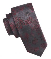 Elegancki i Modny Męski Krawat - Angelo di Monti - Grafitowy w Duże Kwiaty. Szare krawaty i muchy męskie Angelo di Monti, bez wzorów, z tkaniny, eleganckie. Za 45.00 zł.
