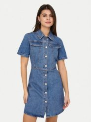 ONLY Sukienka jeansowa Malia 15355044 Niebieski Regular Fit. Niebieskie sukienki damskie Only, xs, bez wzorów, z bawełny, bez kołnierzyka, bez ramiączek. Za 229.99 zł.
