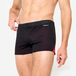 Bokserki pływackie męskie Nabaiji 900 spowalniające Drag Suit. Czarne kąpielówki męskie Decathlon, m, bez wzorów, z materiału, do pływania. Za 99.99 zł.