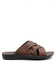 Lanetti Klapki MSS20505-02 Brązowy. Brązowe klapki i japonki męskie Lanetti, ze skóry. Za 79.99 zł.