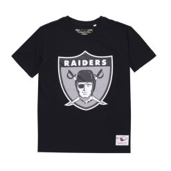 Koszulka Raiders NFL Logo. Czarne t-shirty damskie Mitchell & Ness, xl, bez wzorów, z bawełny, bez kołnierzyka. Za 129.00 zł.