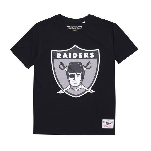 Koszulka Raiders NFL Logo. Czarne t-shirty damskie Mitchell & Ness, xl, bez wzorów, z bawełny, bez kołnierzyka. Za 129.00 zł.
