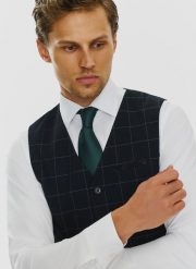 PAKO LORENTE – Granatowa kamizelka w kratę Windowpane. Kamizelki męskie Pako Lorente, z elastanu. Za 279.99 zł.
