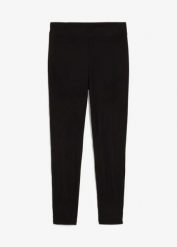 Legginsy ocieplane, z prążkowanej tkaniny termicznej. Szare legginsy damskie bonprix, bez wzorów, prążkowane. Za 64.99 zł.