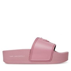 Klapki KARL LAGERFELD. Czerwone klapki damskie Karl Lagerfeld, bez wzorów, bez obcasa. Za 349.99 zł.