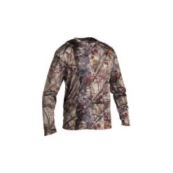 Koszulka myśliwska ACTIKAM 100 kamo B. Brązowe koszulki męskie z długim rękawem SOLOGNAC, xl, z materiału, bez ramiączek. Za 49.99 zł.