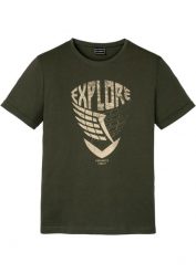 T-shirt z bawełny organicznej. Czarne t-shirty męskie bonprix, l, bez wzorów, z bawełny, bez kołnierzyka. Za 59.99 zł.