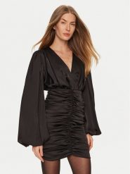 Eleh Sukienka koktajlowa E00199 Czarny Regular Fit. Czarne sukienki damskie Eleh, xs, bez wzorów, z syntetyku, wizytowe, bez kołnierzyka, bez ramiączek. Za 299.99 zł.