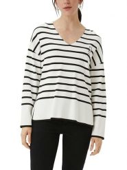 S.Oliver Sweter w kolorze biało-czarnym rozmiar: 36. Białe swetry klasyczne damskie S.Oliver, s, bez kołnierzyka. Za 152.99 zł.